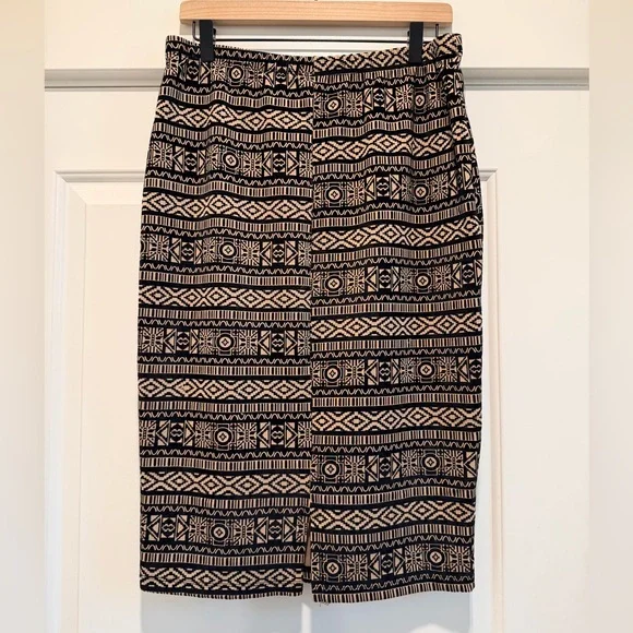 Bobeau Black and Tan Geometric Pencil Skirt - Picture 3 of 7